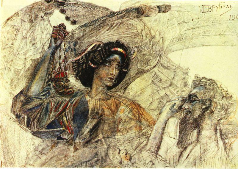 Mikhail Vrubel Six winged Seraph Norge oil painting art